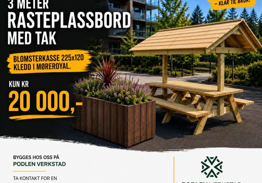 Pakketilbud bord og blomsterkasse